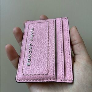 Marc Jacobs Pebbled Pink Leather Card Case with Logo